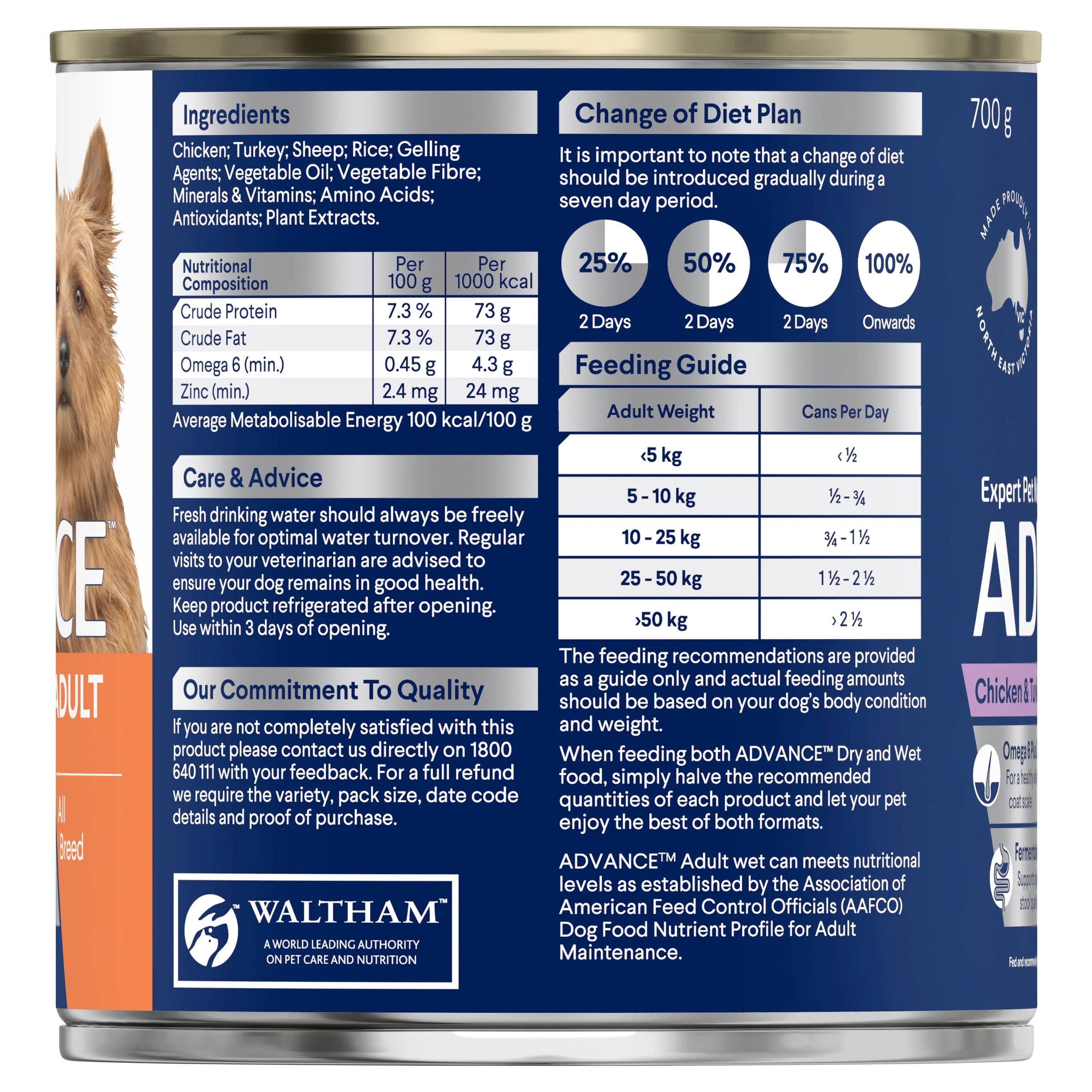 Advance Dog Adult All Breed Chicken and Turkey with Rice Wet Dog Food 700g - Image 2