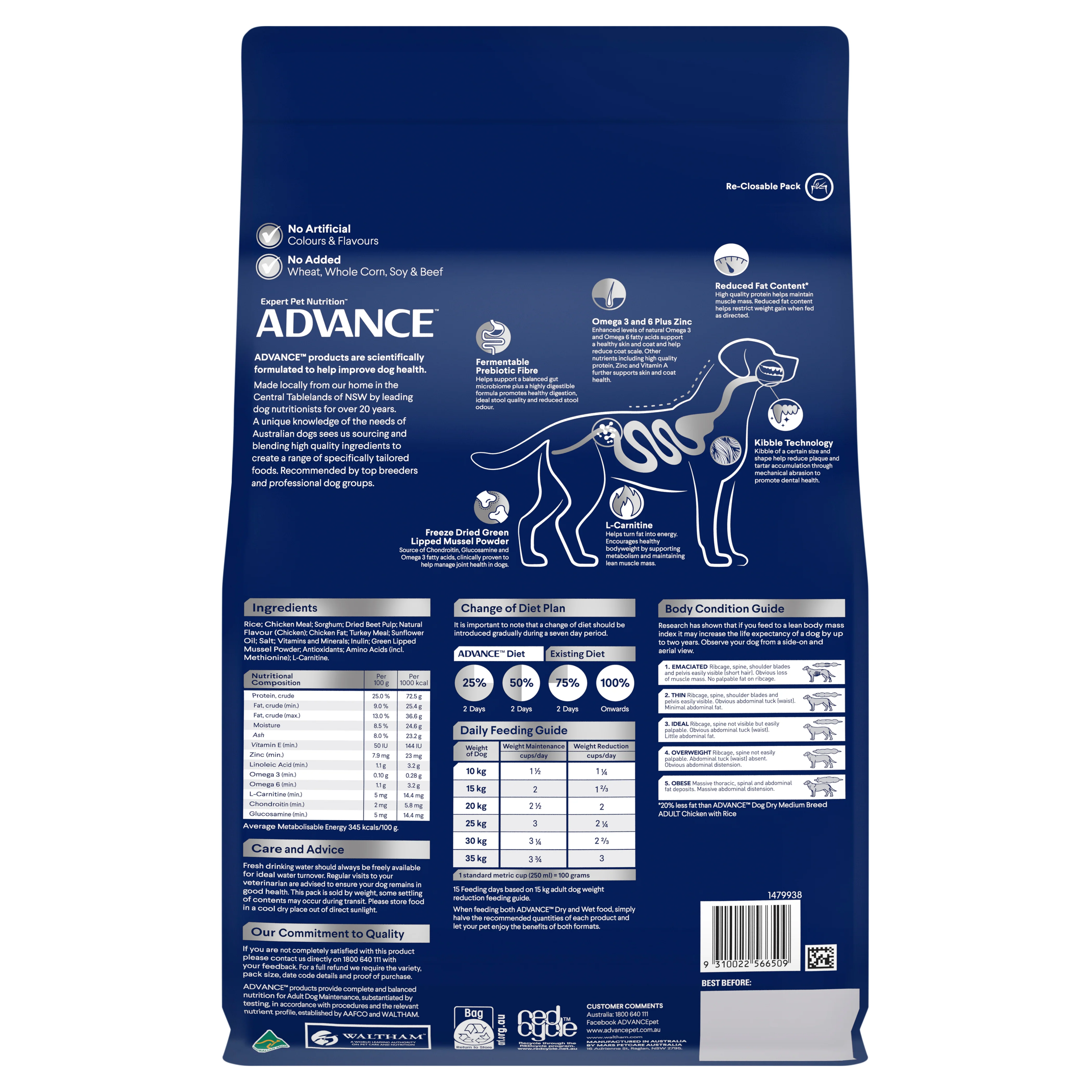 Advance Dog Adult Healthy Weight Chicken with Rice Dry Dog Food - Image 2