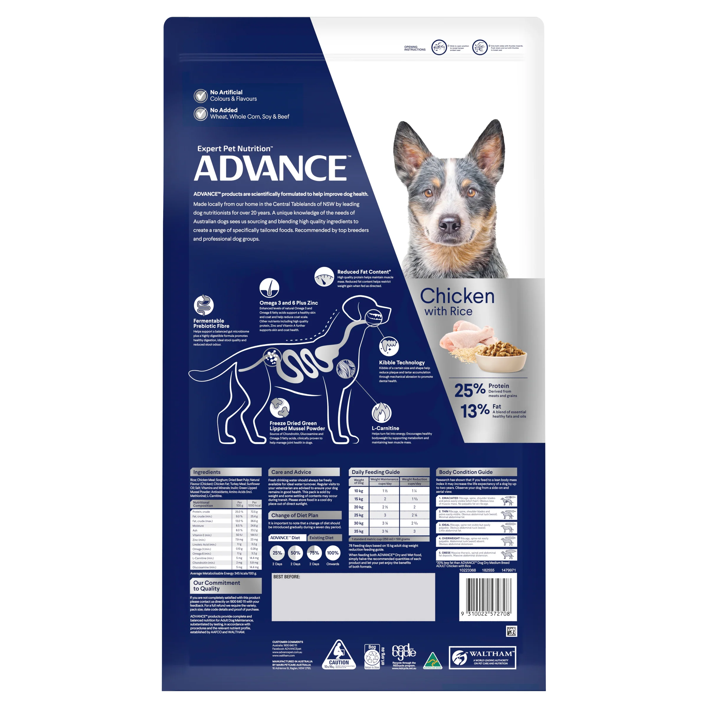 Advance Dog Adult Medium Breed Healthy Weight Chicken with Rice Dry Dog Food - Image 2