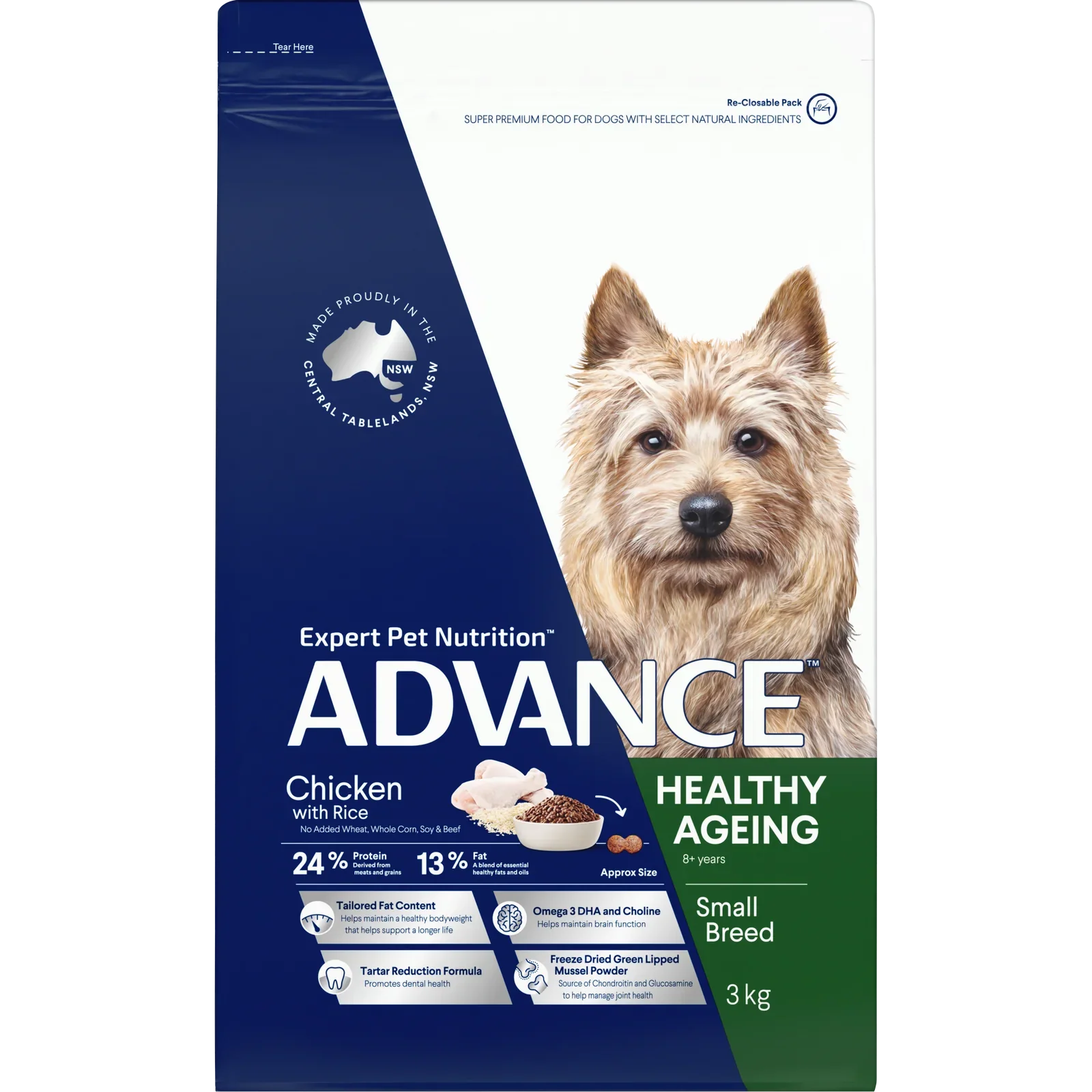 Advance Dog Mature Healthy Ageing Small Breed Chicken with Rice Dry Dog Food - Image 8