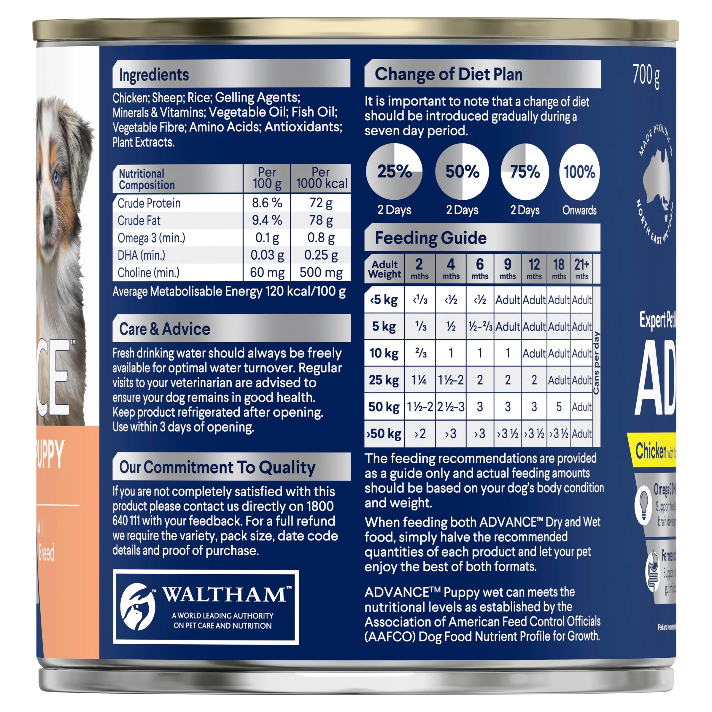 Advance Dog Puppy All Breed Chicken with Rice Wet Dog Food 700g - Image 2