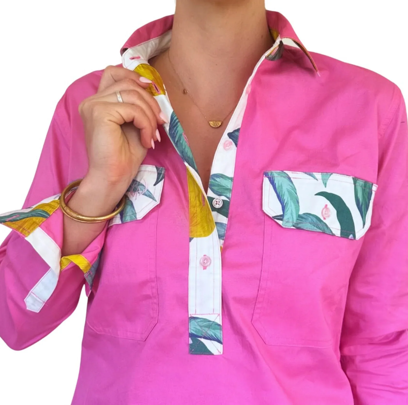 Antola Trading Holly - Lemon Trim Half Button Shirt - Image 3