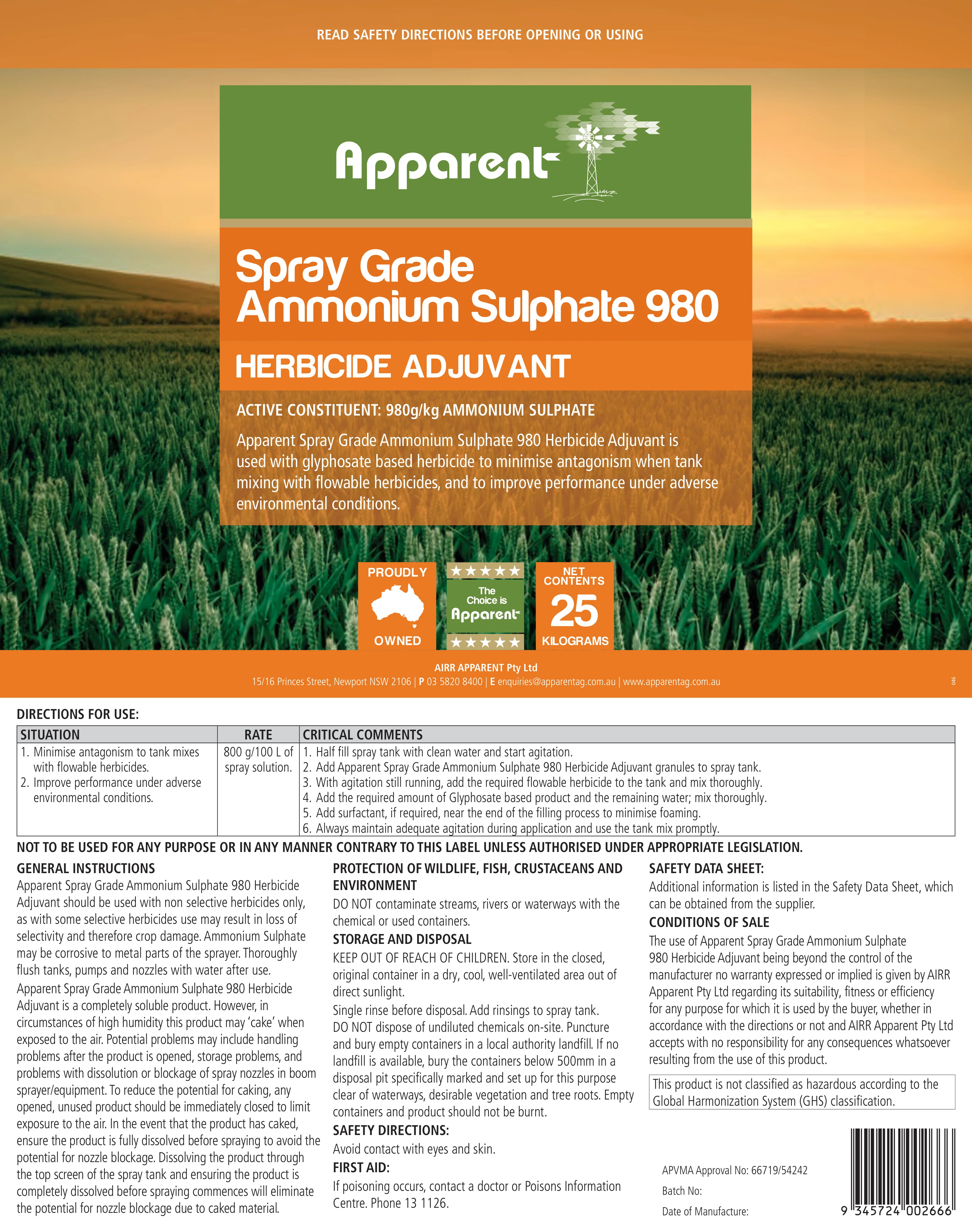 Apparent Ammonium Sulphate Herbicide Adjuvant - Image 2