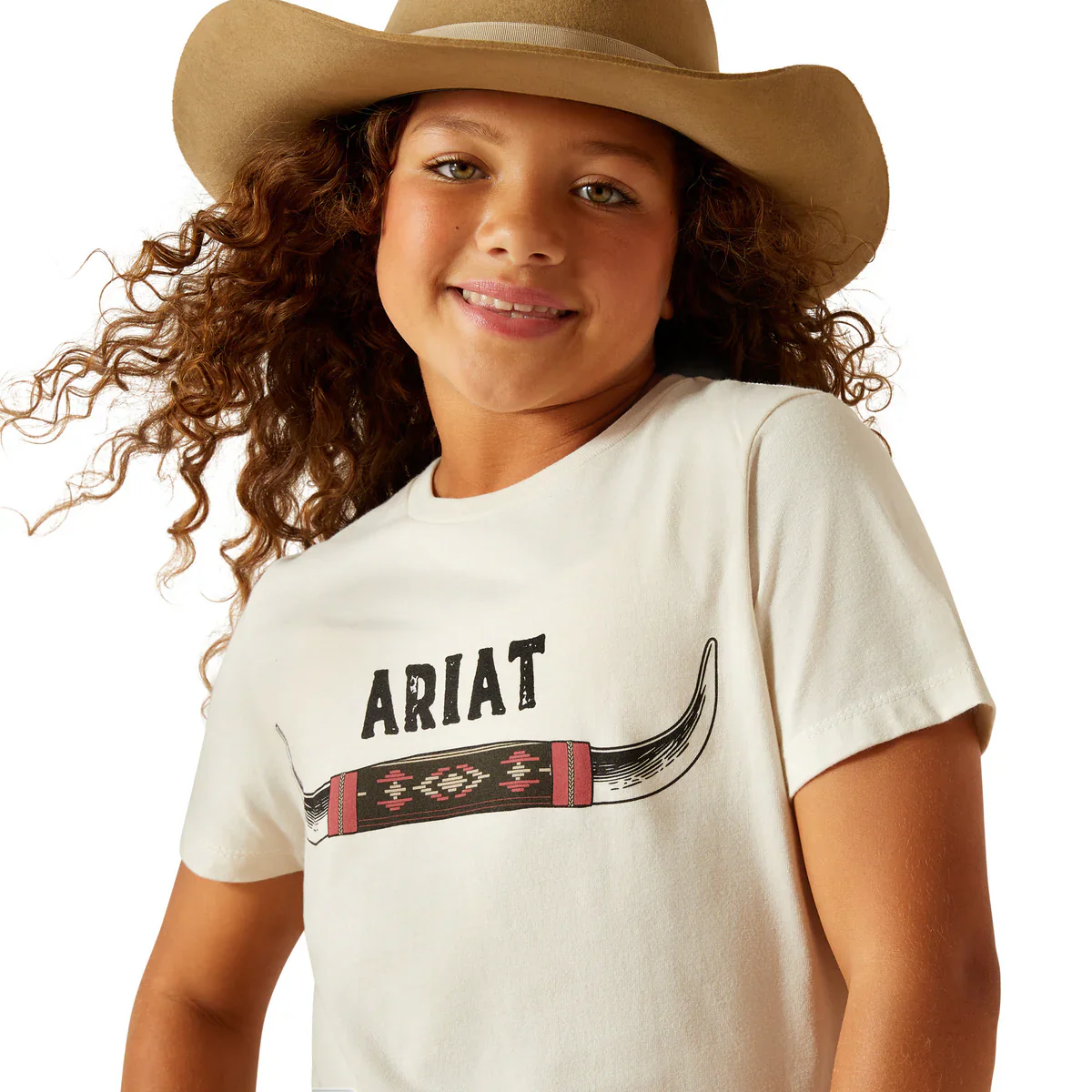 Ariat Girls Bull Horns Short Sleeve Tee - Image 3