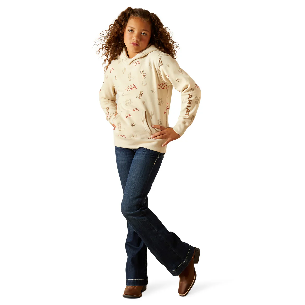 Ariat Girls Western Stamps Hoodie - Image 4