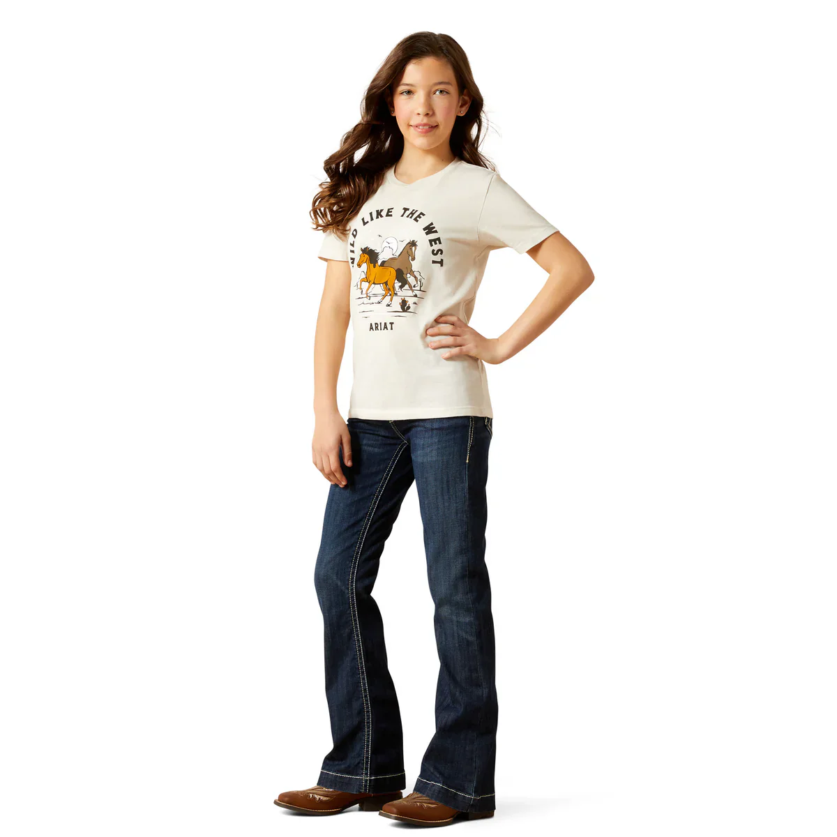 Ariat Girls Wild Like The West SS Tee - Image 3