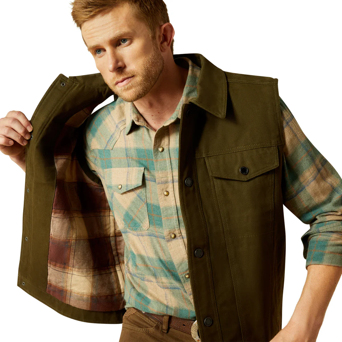 Ariat Mens Canvas Rancher Vest - Image 3