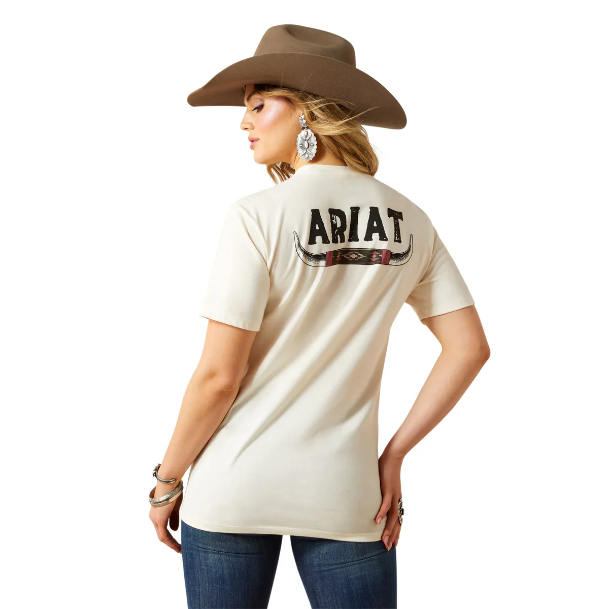 Ariat Womens Bull Horns Short Sleeve Tee - Image 3