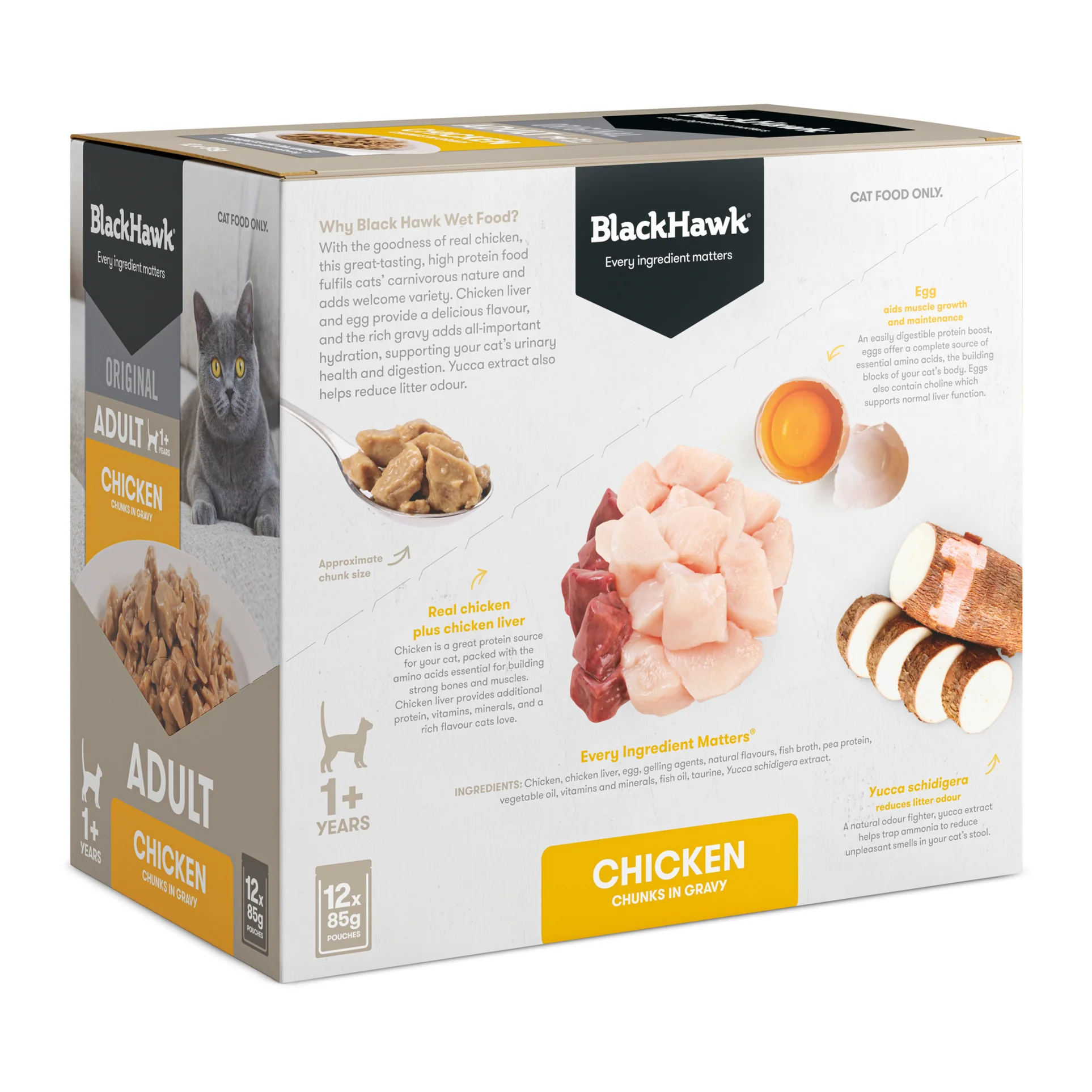 Black Hawk Original Adult Cat Chicken in Gravy Wet Cat Food - Image 2