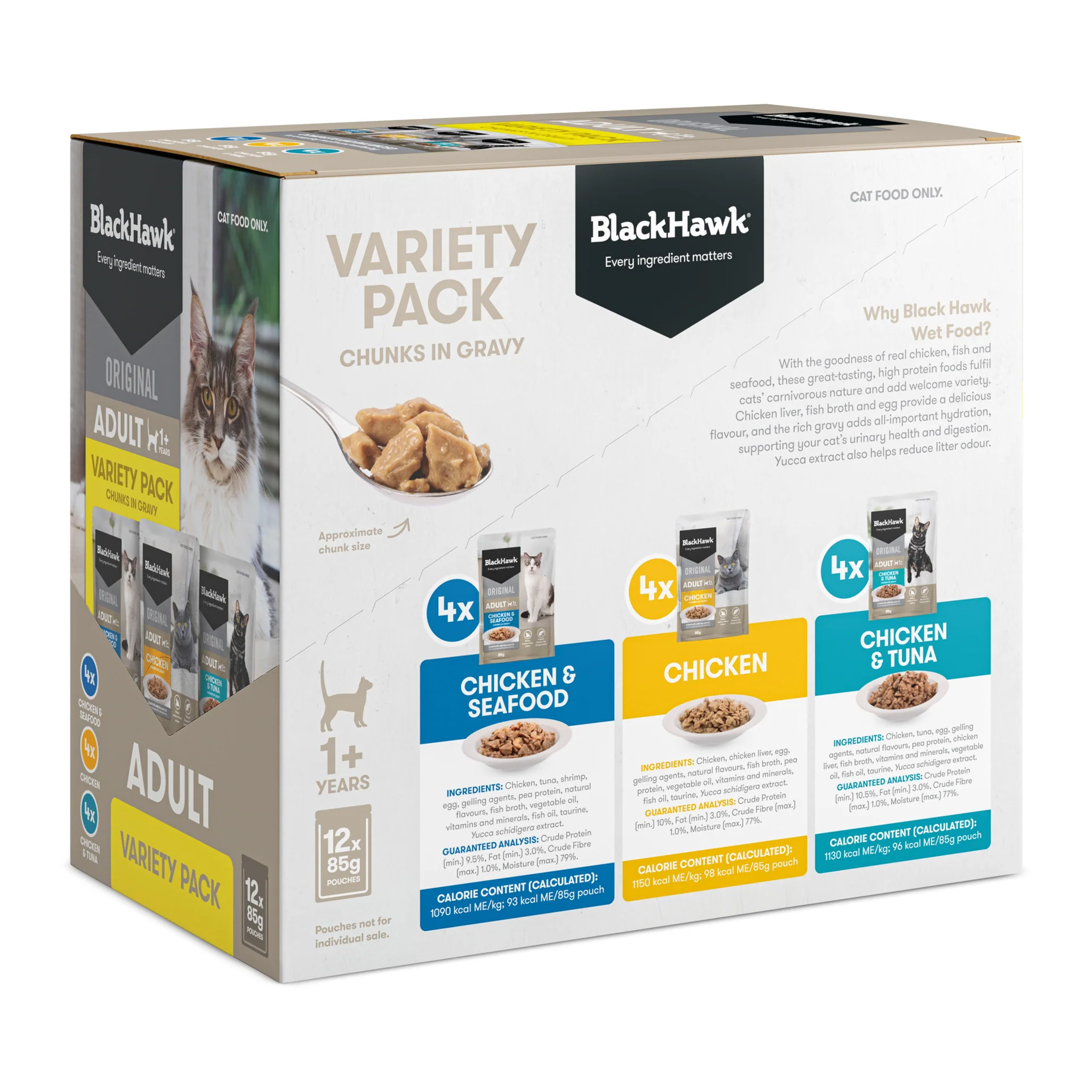 Black Hawk Original Adult Cat Variety Pack Wet Cat Food 85g x 12 - Image 2