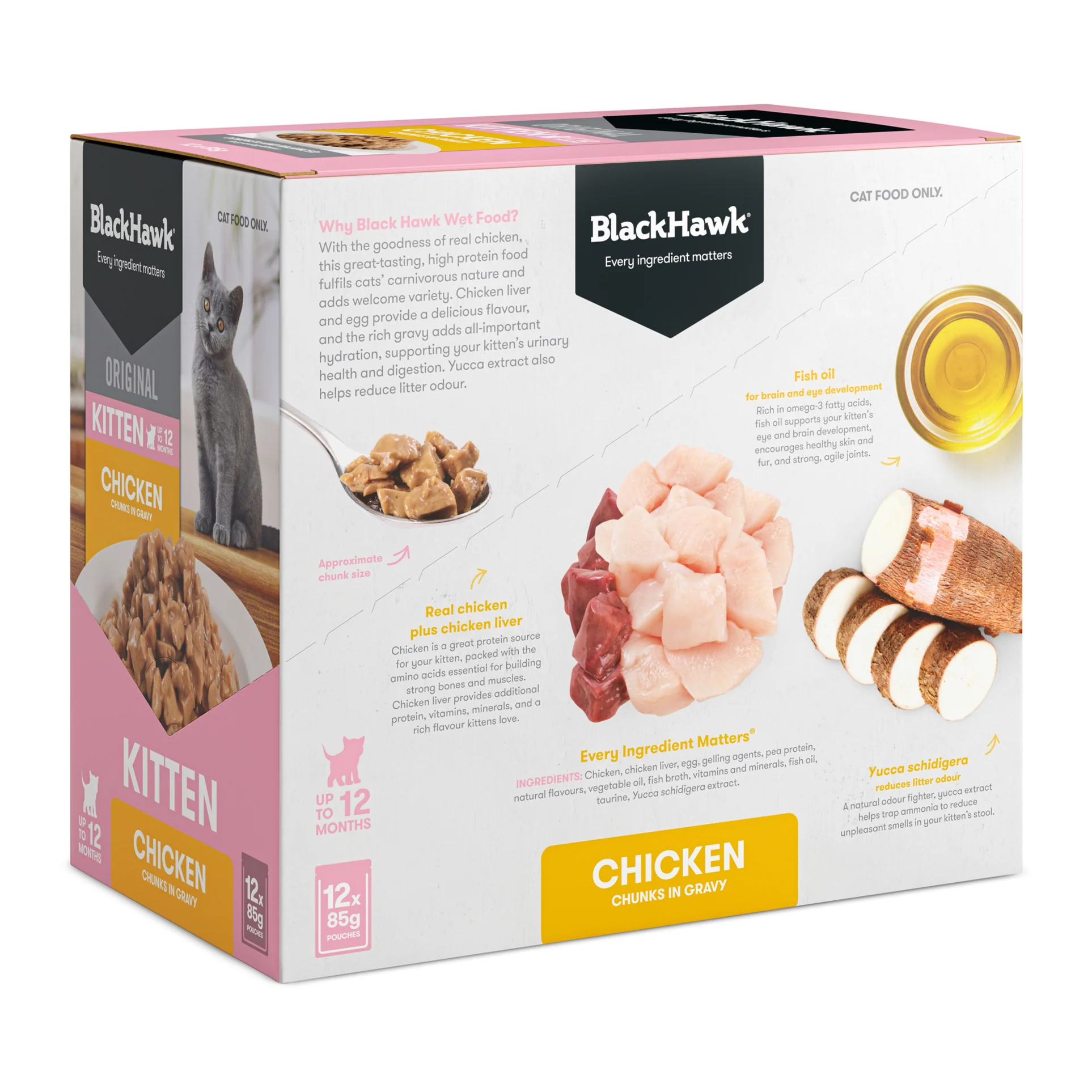 Black Hawk Original Kitten Chicken in Gravy Wet Cat Food - Image 2
