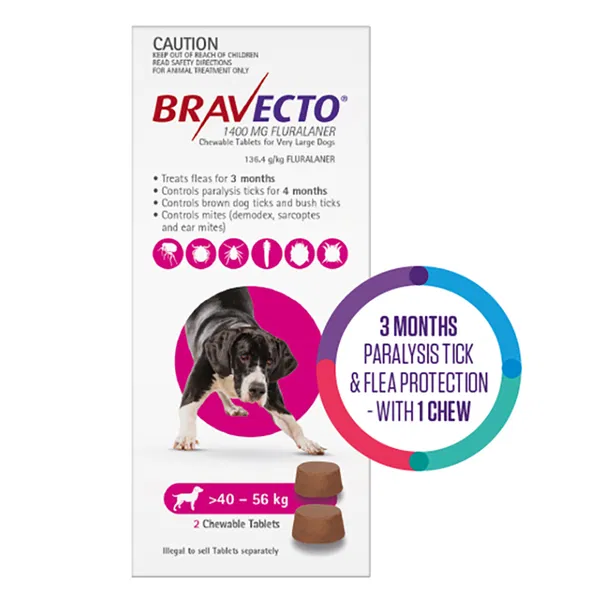 Bravecto 3 Month Chew for Extra Large Dogs 40-56kg Pink - Image 2