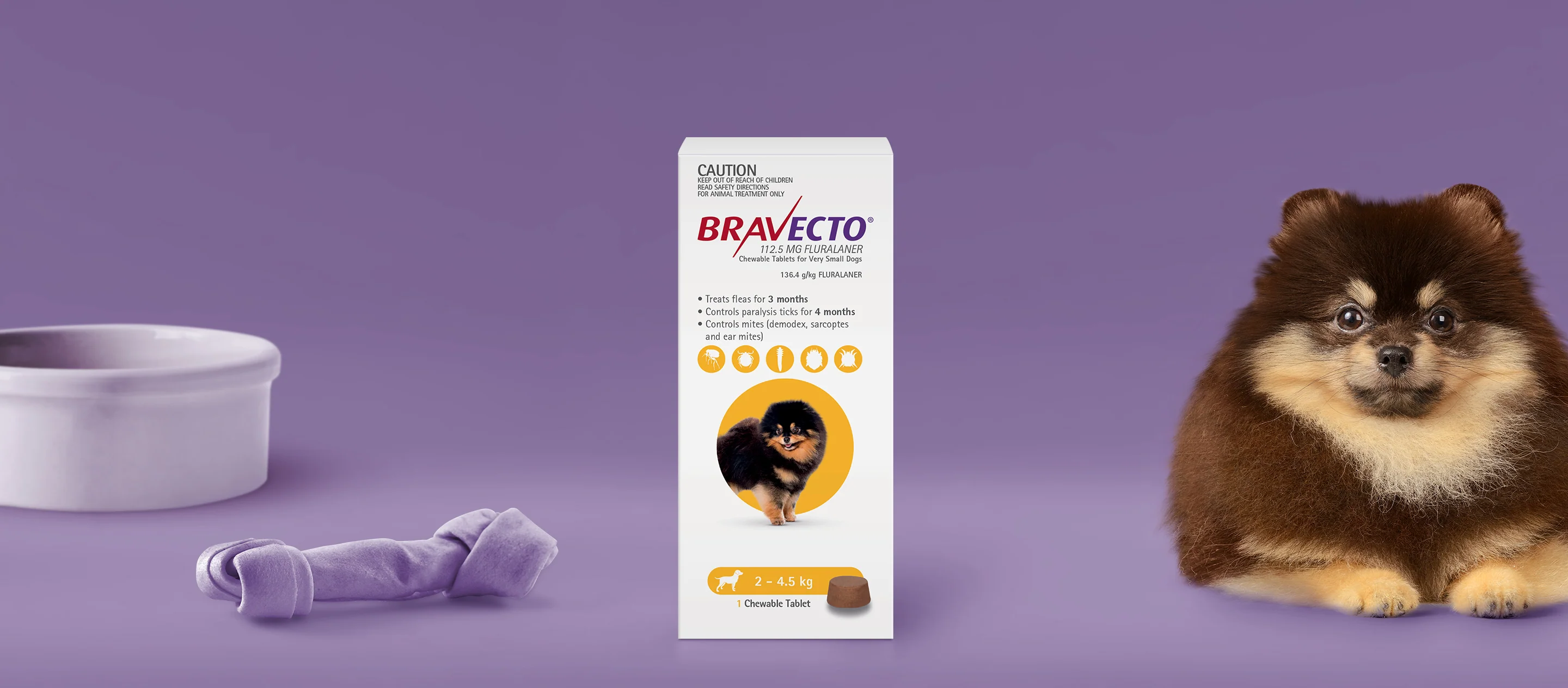 Bravecto 3 Month Chew for Extra Small Dogs 2-4kg Yellow - Image 2