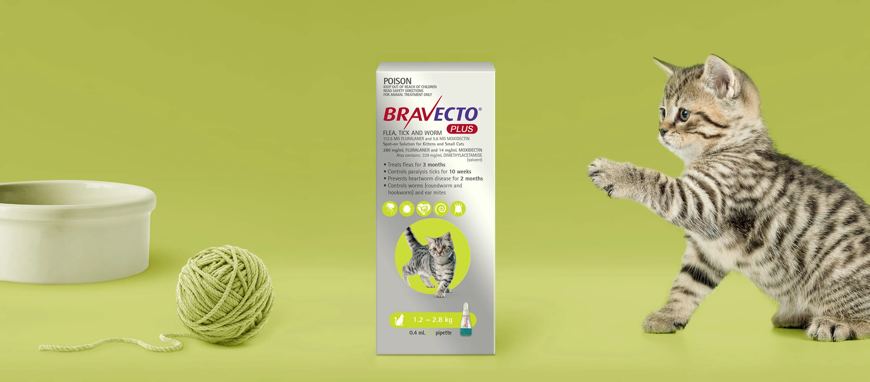 Bravecto Plus for Small Cats 1-2.8kg Green - Image 4