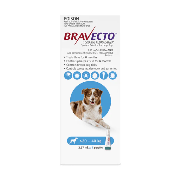 Bravecto Spot On for Large Dogs 20-40kg Blue - Image 2