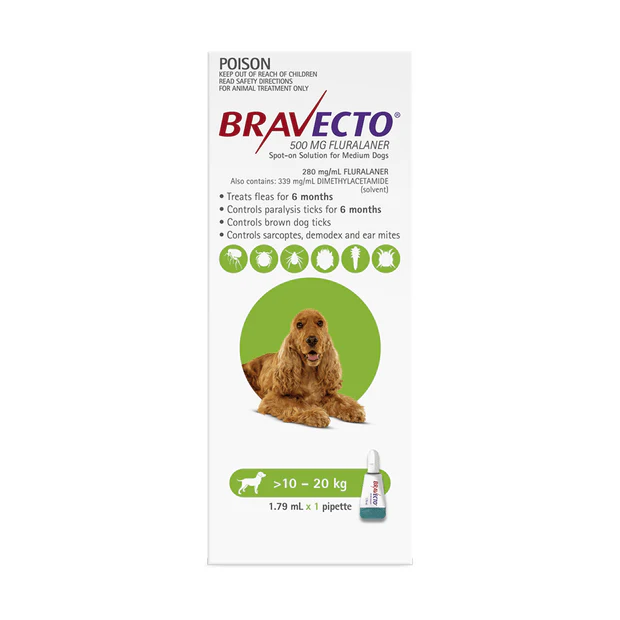 Bravecto Spot On for Medium Dogs 10-20kg Green - Image 2