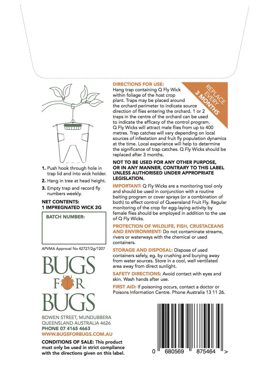 Bug 4 Bugs Q Fruit Fly Wick Refill - Image 3