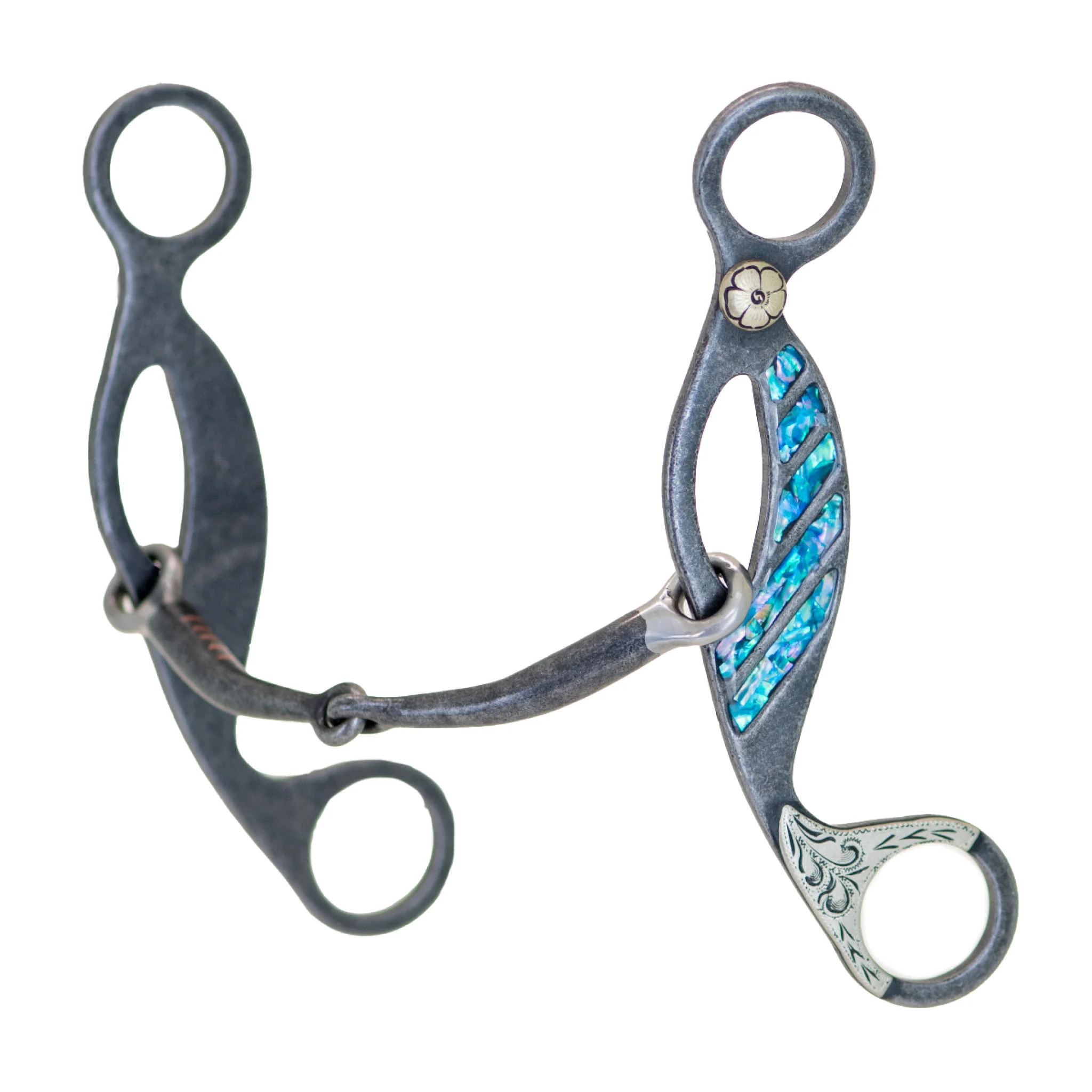 Cowboy Tack Turquoise Smooth Snaffle Gag Bit - Image 2