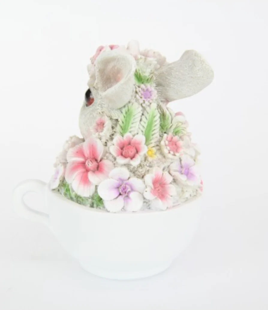 Cute Floral Rabbit In Teacup 15Cm - Image 2