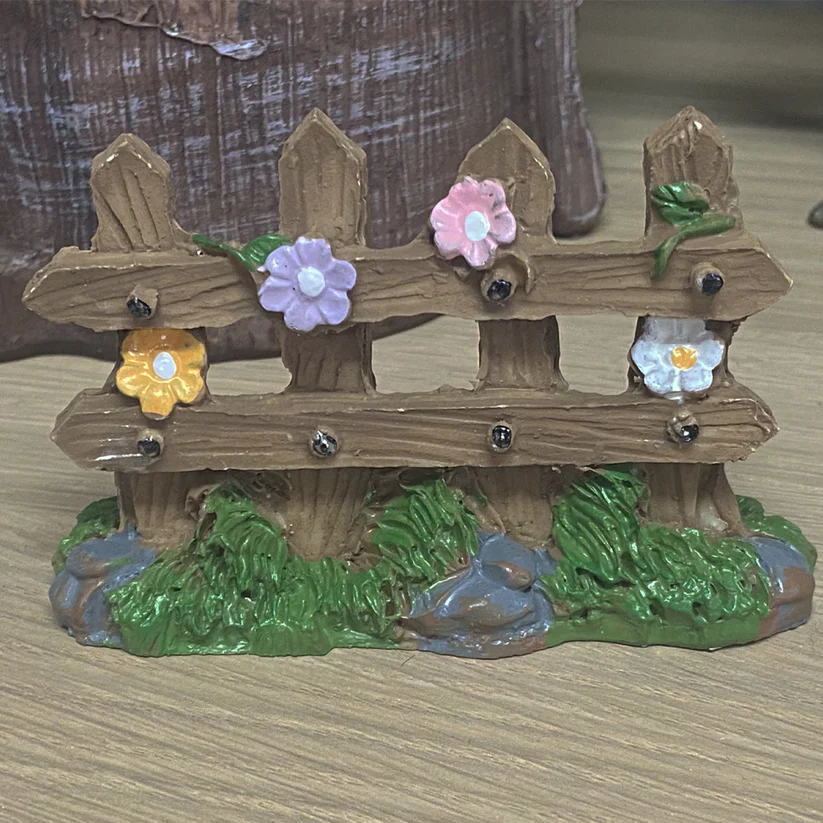 Fairy Garden Fence w/flowers 9cm - Image 2