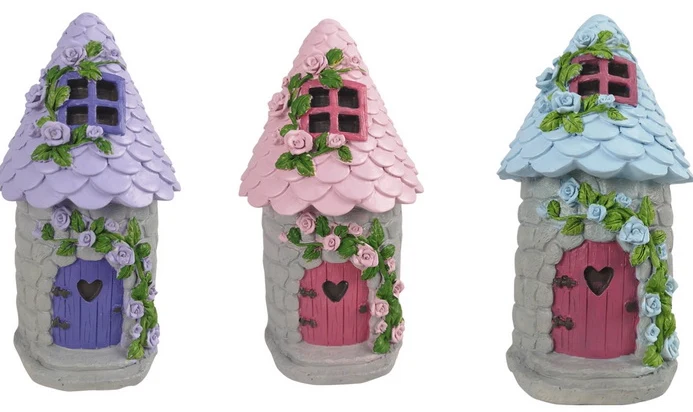 Fairy Garden Floral House 3 Asstd - 15cm