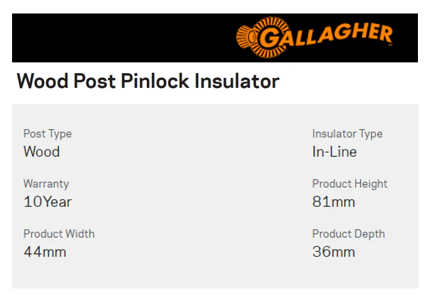 Gallagher Wood Post Pinlock Insulator - Image 3