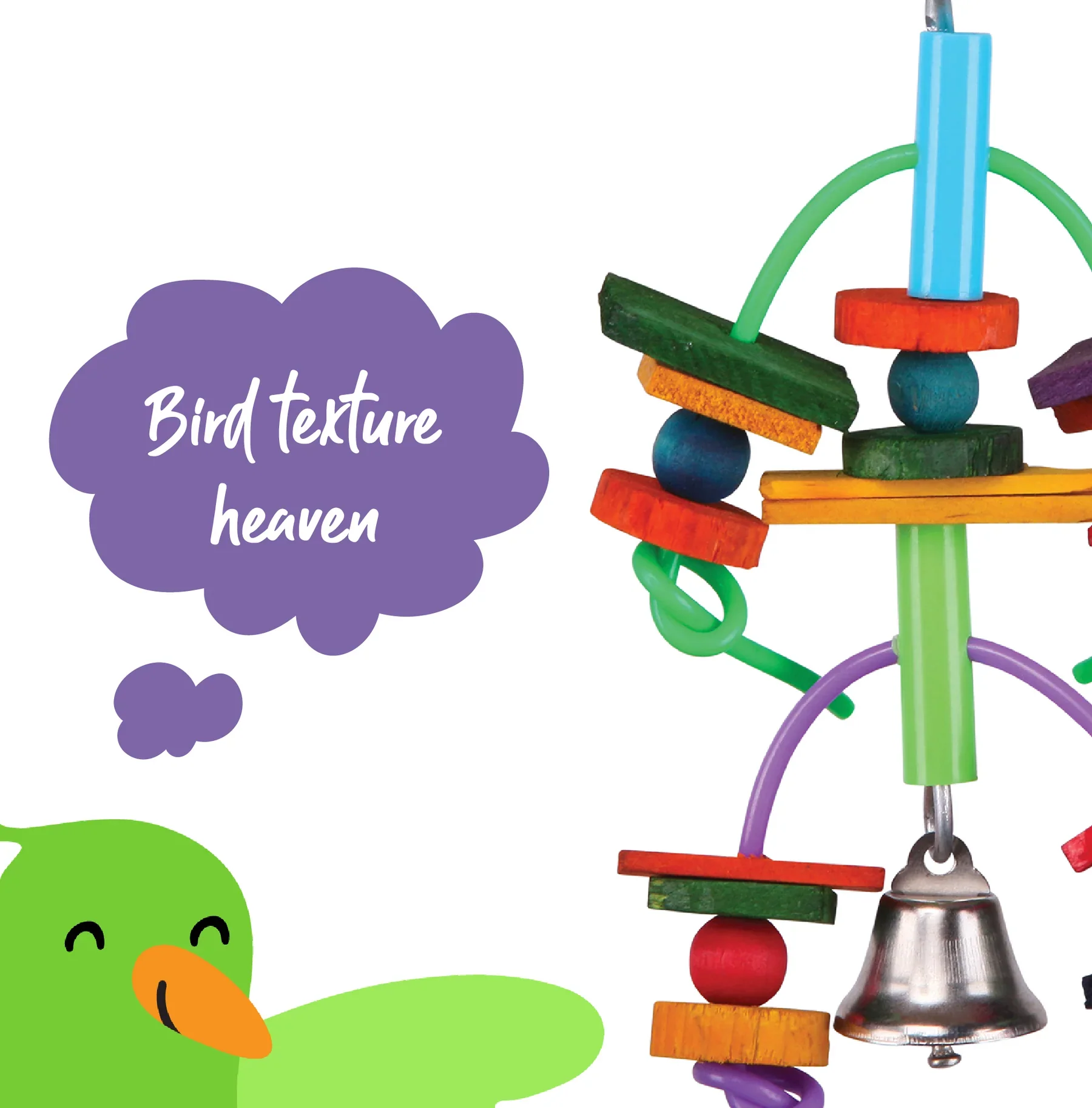 Kazoo Bird Toy Two Tier with Log and Bell - Image 2