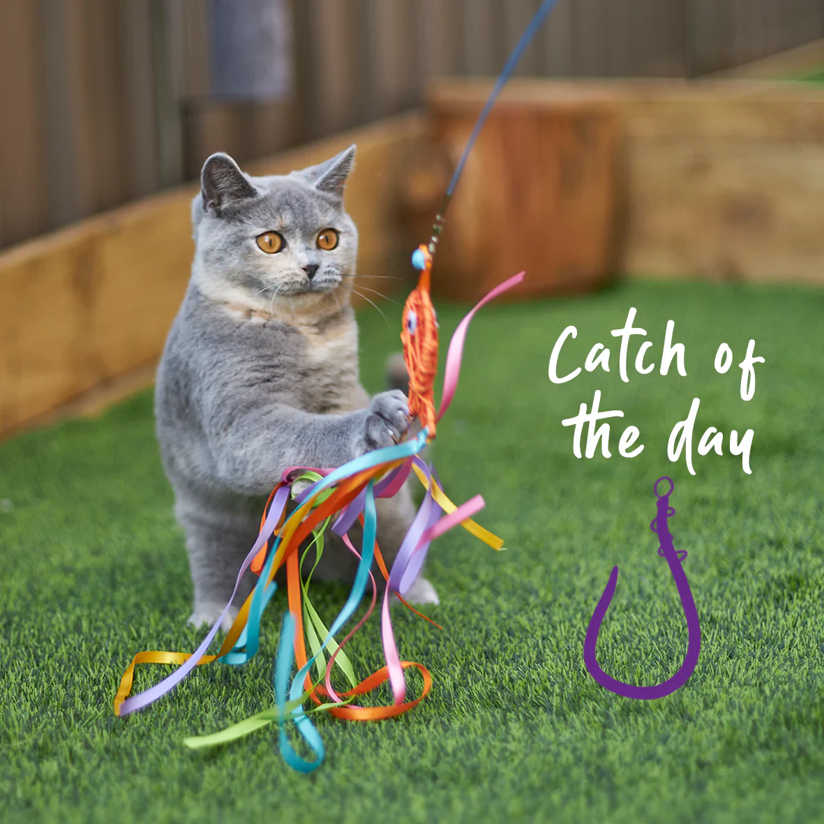 Kazoo Streamer Fish Wand Cat Toy - Image 2