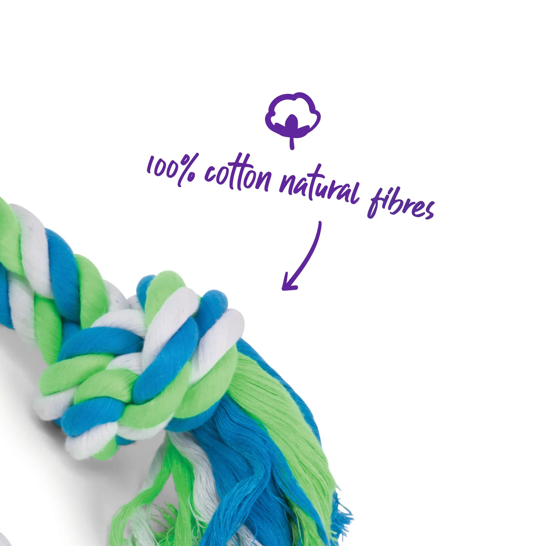 Kazoo Twisted Rope 3 Knot Tug Dog Toy - Image 2