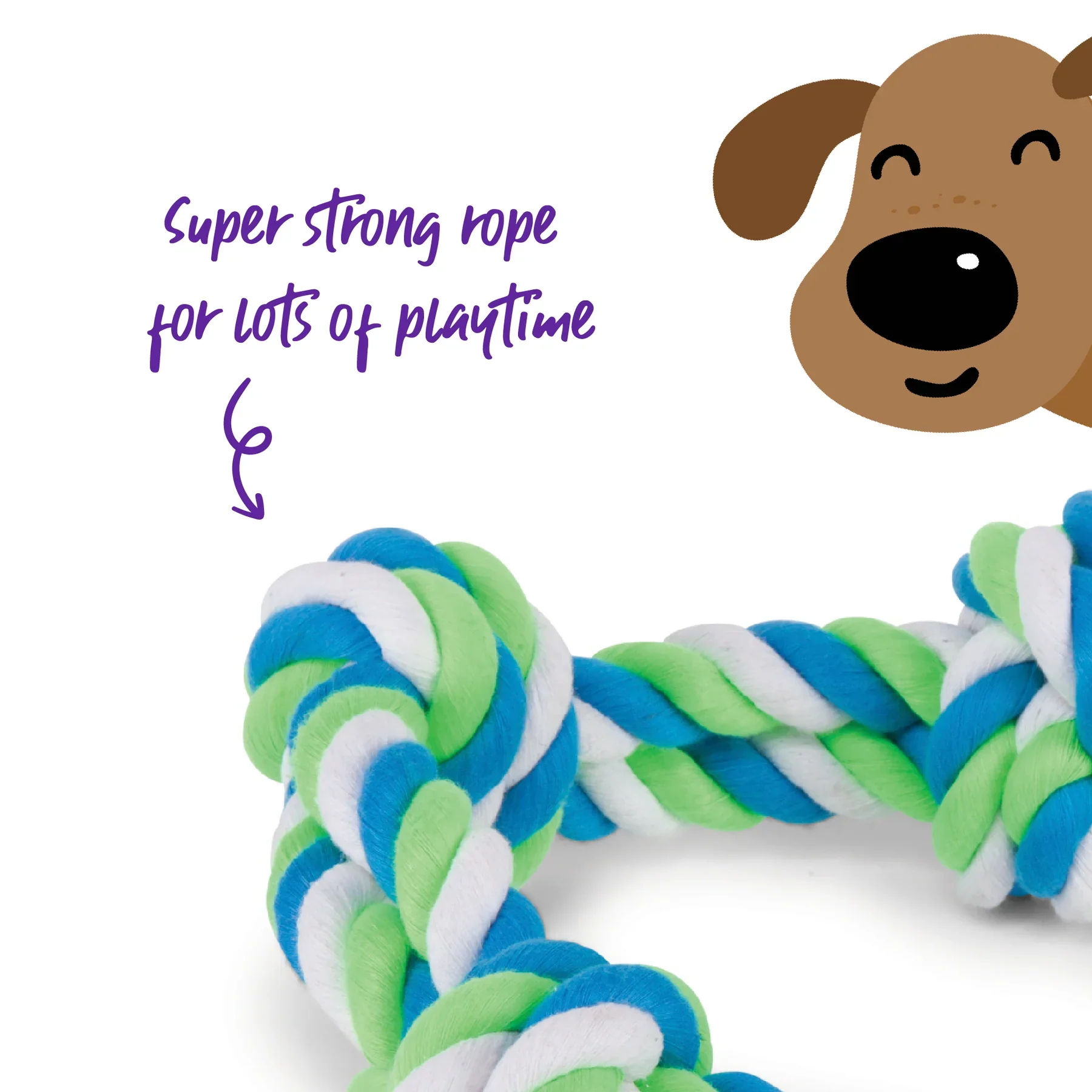 Kazoo Twisted Rope 3 Knot Tug Dog Toy - Image 4
