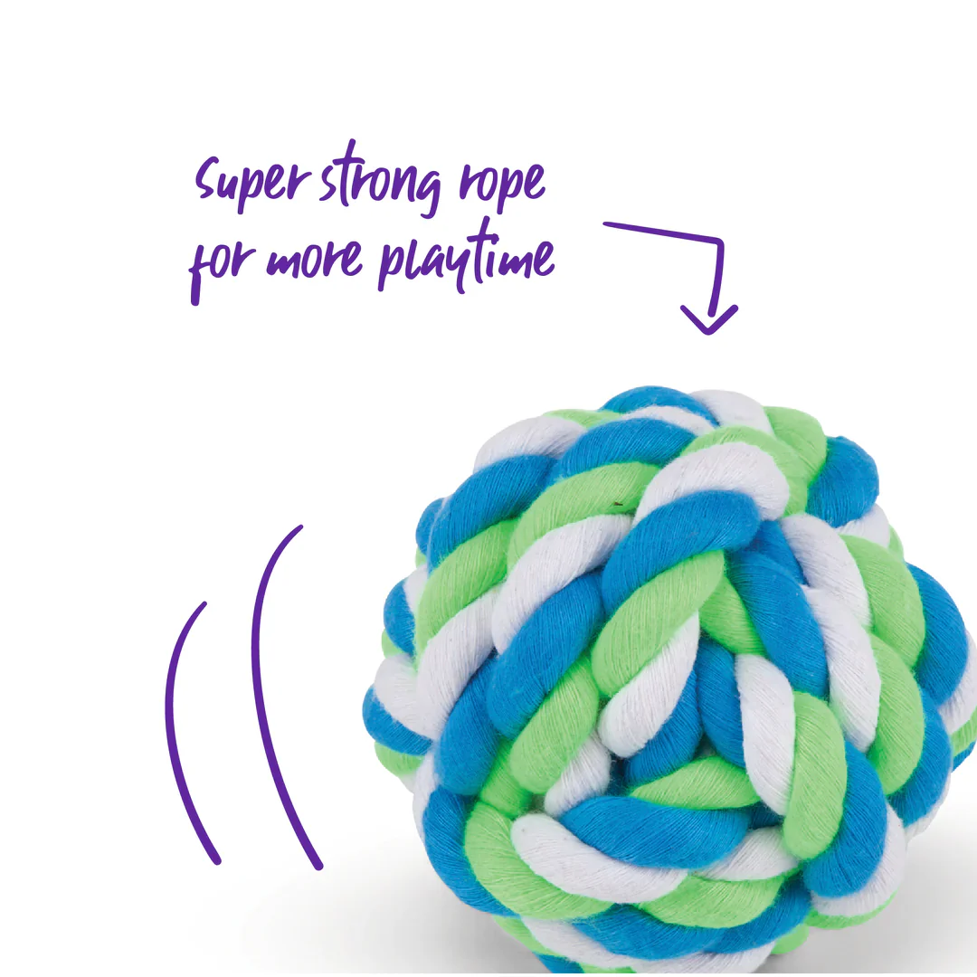 Kazoo Twisted Rope Knot Ball Dog Toy - Image 3