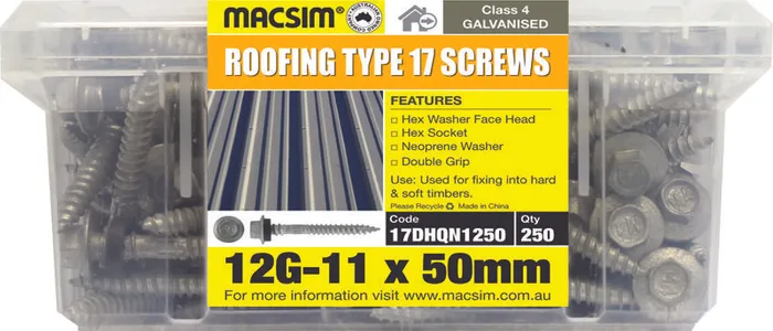 Macsim Type 17 Screws Neoprene Galvanised - 12g x 50mm - Image 2