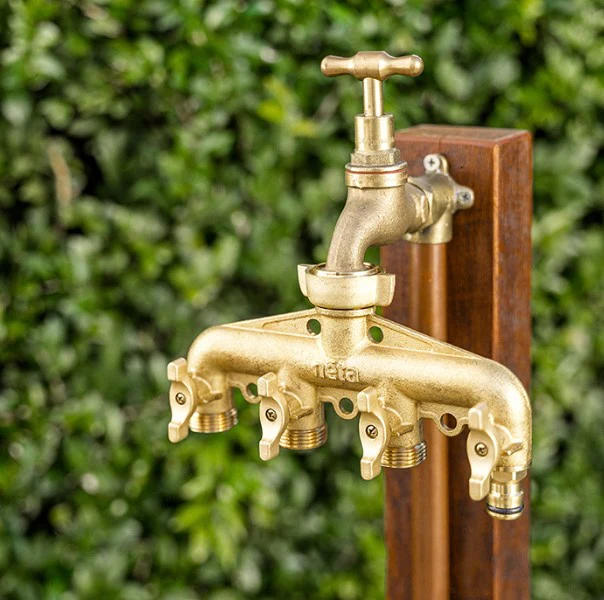 Neta Brass 4 Way Tap Universal Screw On - Image 2