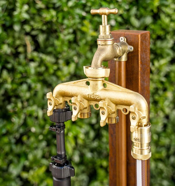 Neta Brass 4 Way Tap Universal Screw On - Image 3