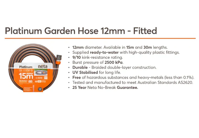 Neta Garden Hose Platinum 12mm x 30m Fitted - Image 2