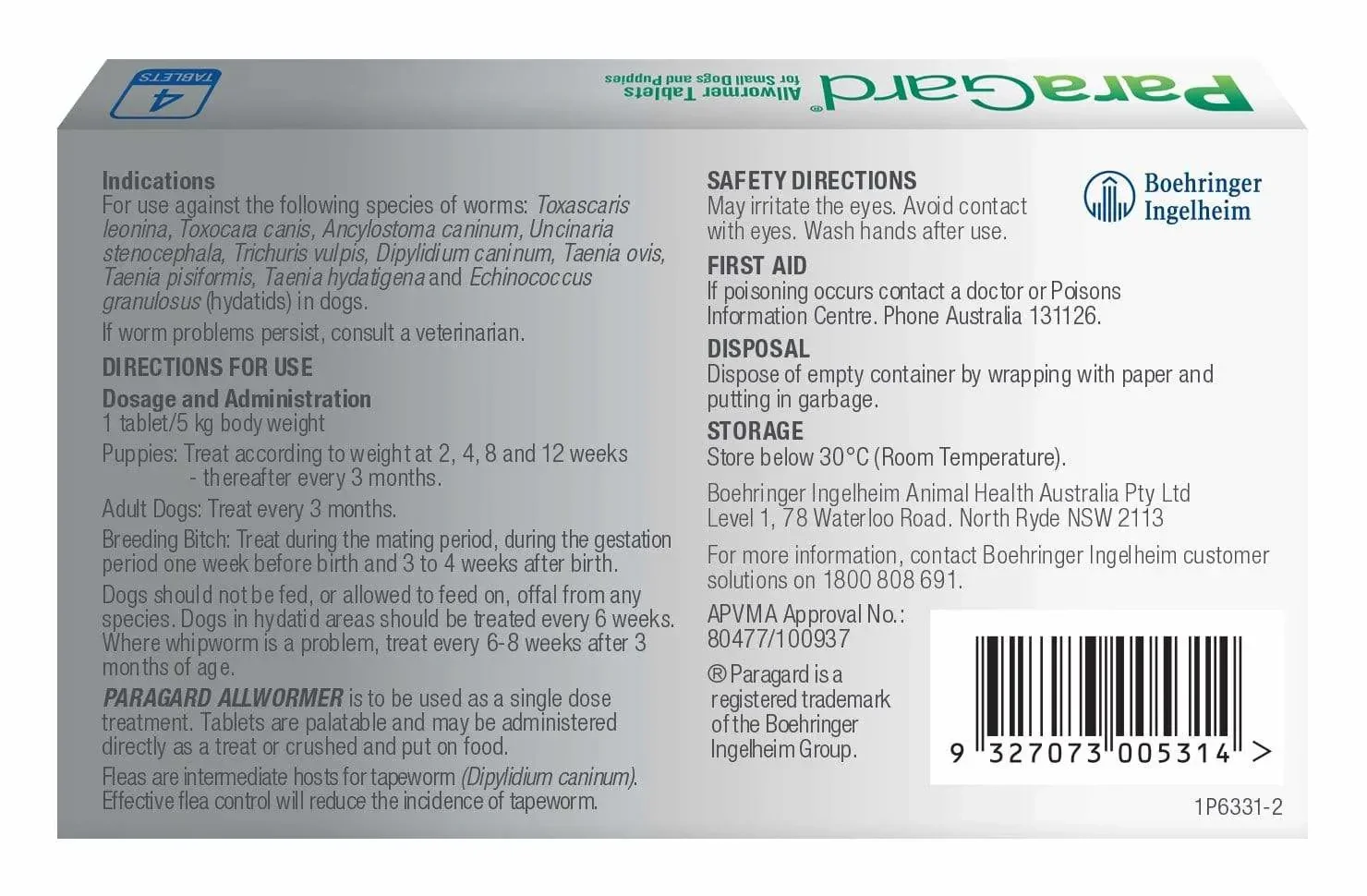 Paragard Allwormer for Dogs 0-5kg 4pk - Image 2