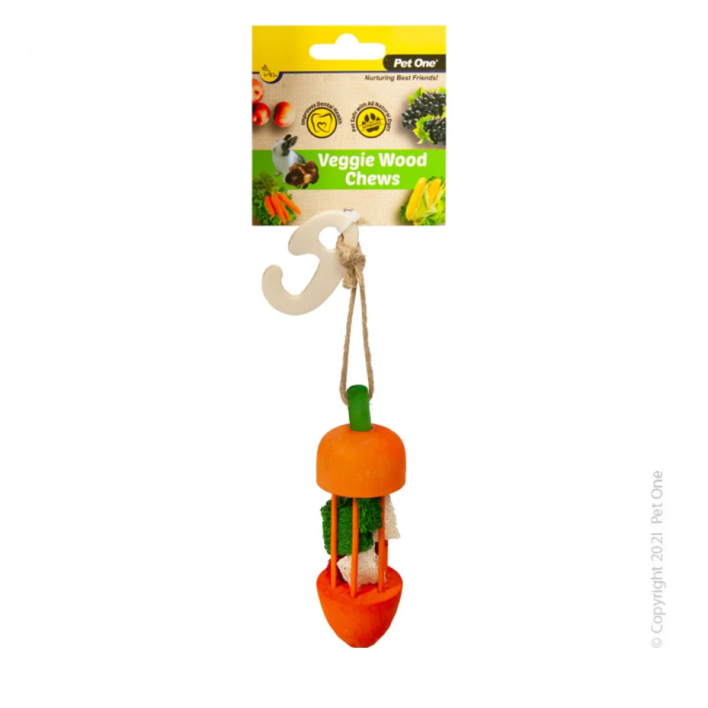 Pet One Veggie Wood Chew Hanging Carrot Carousel
