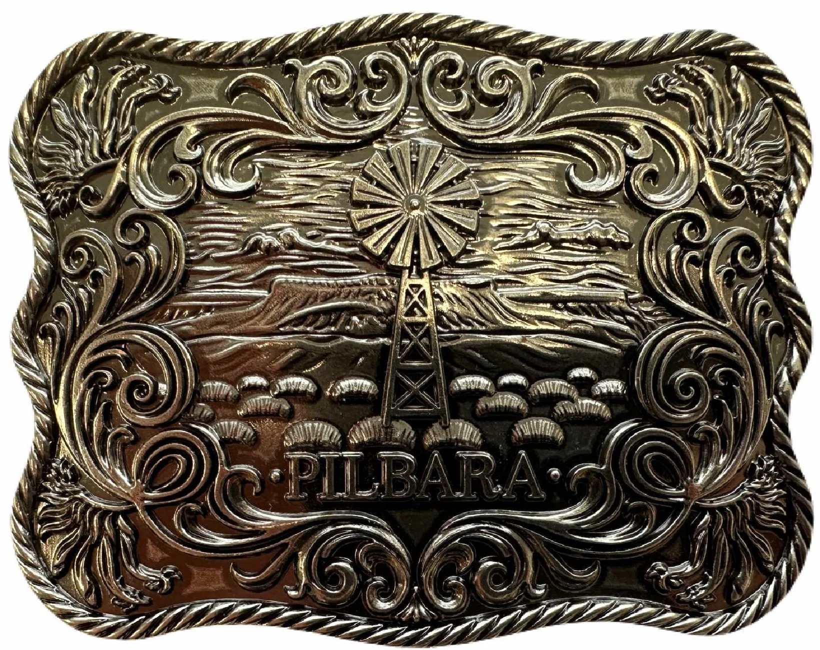 Pilbara Western Rodeo Buckle Tooled Leather Belt - Image 2