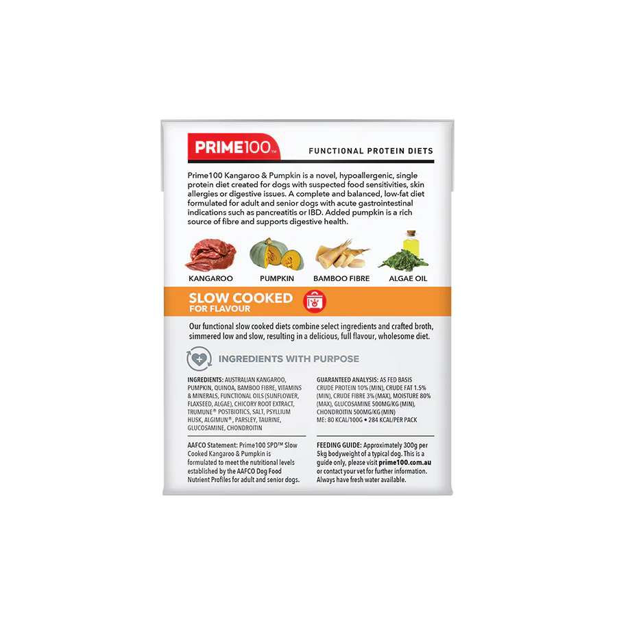 Prime100 SPD Slow Cooked Kangaroo and Pumpkin Wet Dog Food - Image 3