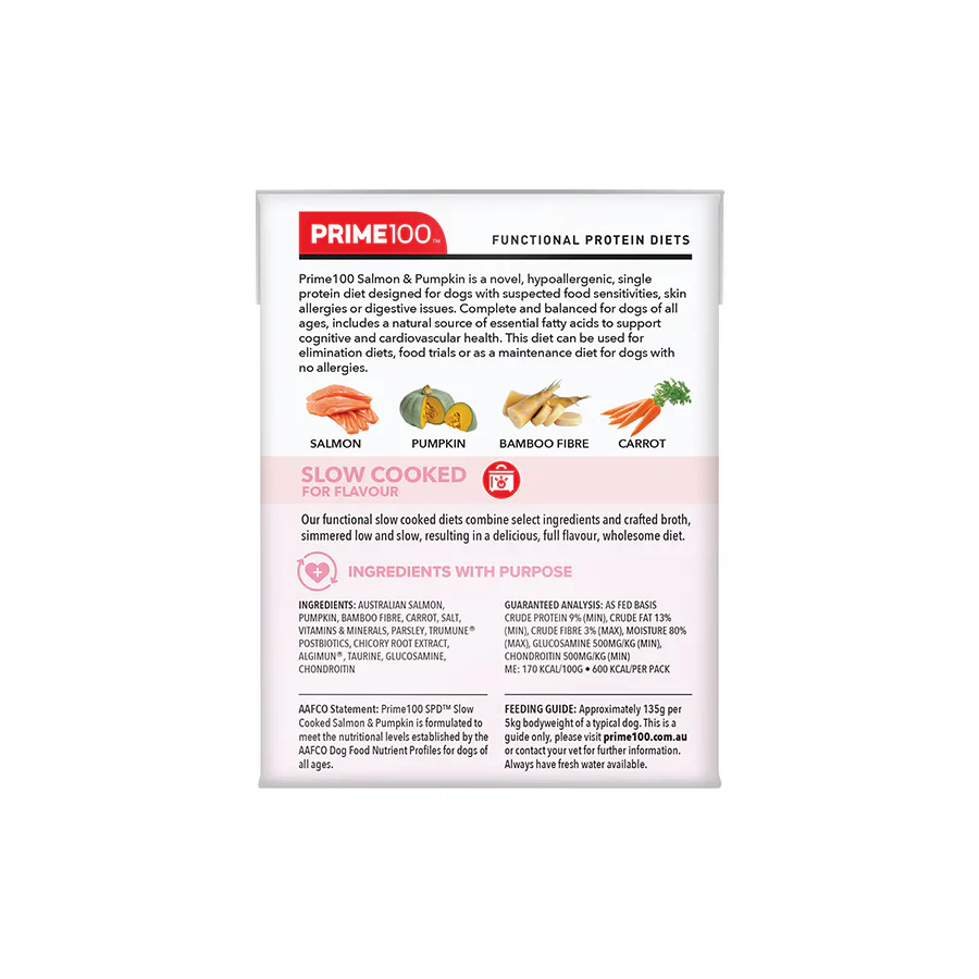 Prime100 SPD Slow Cooked Salmon and Pumpkin Wet Dog Food - Image 3