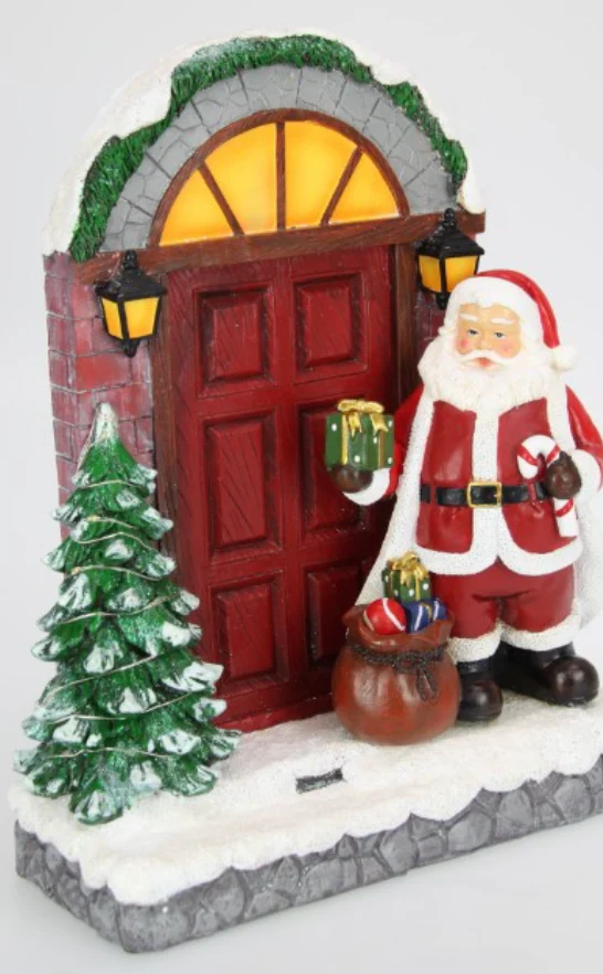 Santa at Door with Light up Tree 31cm - Image 2