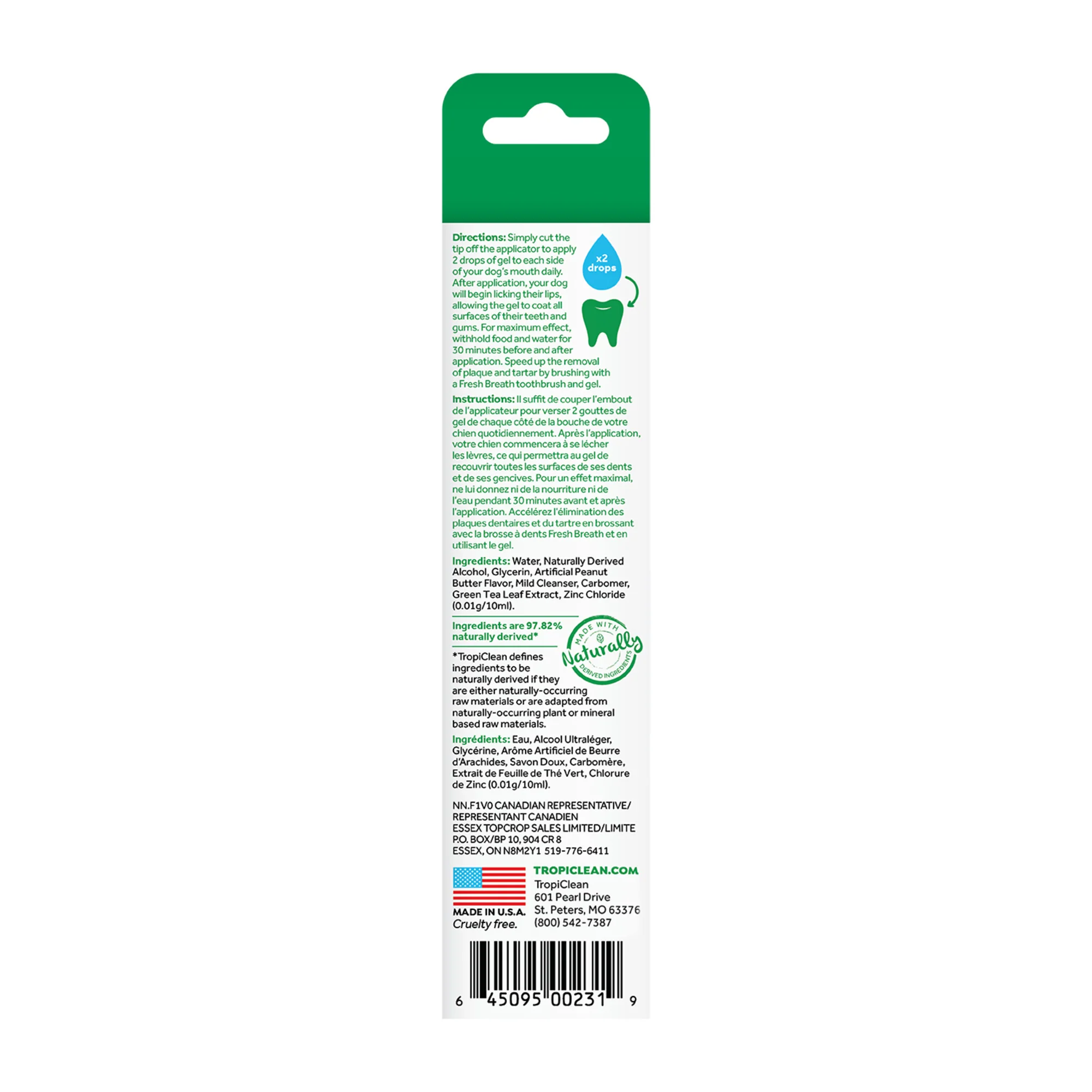 TropiClean Fresh Breath Oral Care Clean Teeth Gel Peanut Butter - Image 2