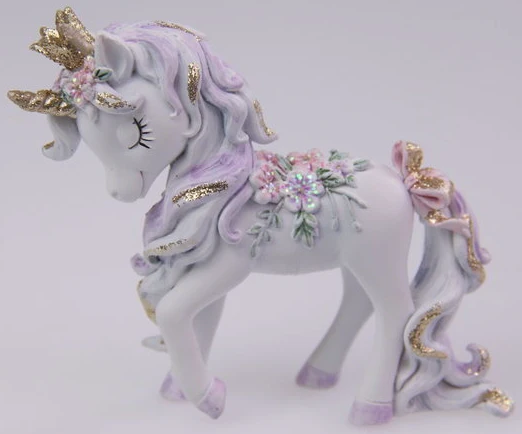 Unicorn with Flowers and Glitter 2 Asstd - 8.5cm - Image 3