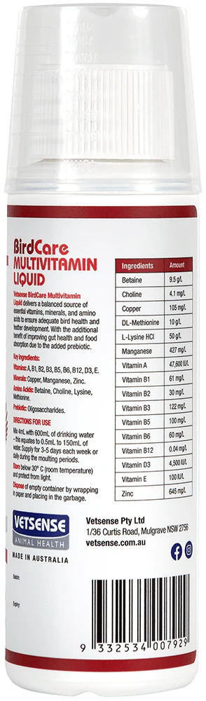 Vetsense Birdcare Multivitamin Liquid - Image 2